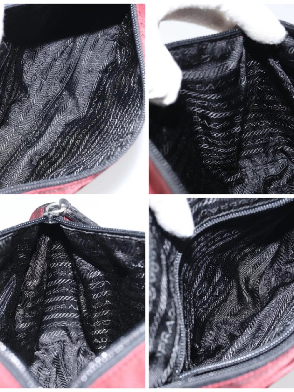 PRADA Hand Bag Nylon Bordeaux Silver Auth am10143 - Picture 16 of 16